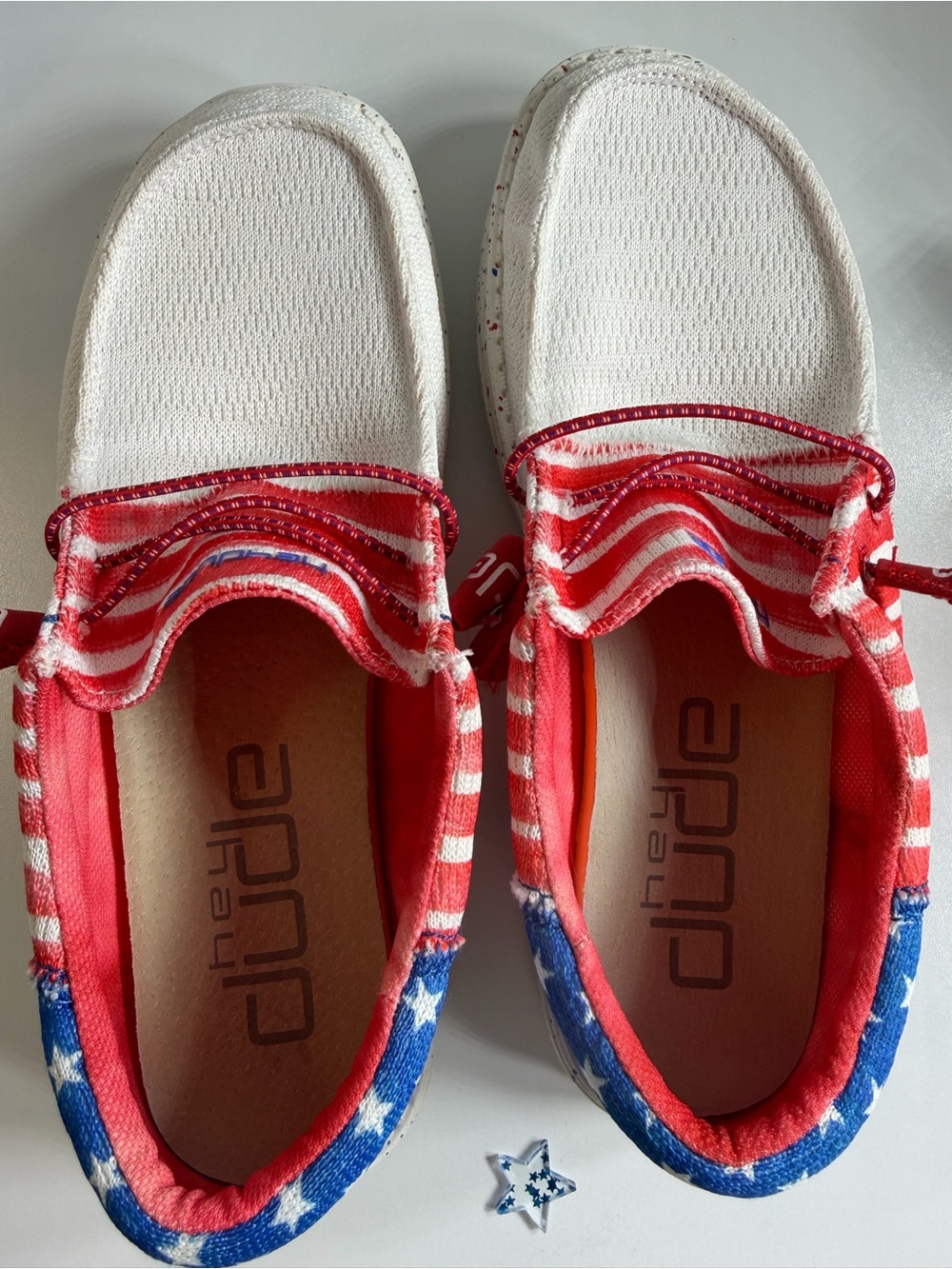 Hey Dude Women's Slip-On Flats - Red, White & Blue Flag Print - Picture 5 of 6